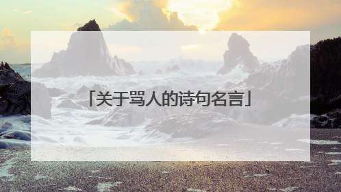 关于骂人的诗句名言
