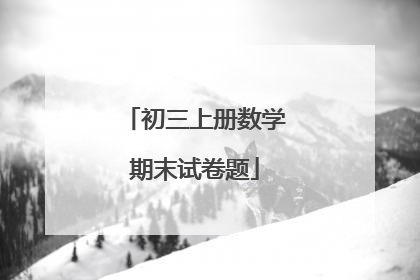 初三上册数学期末试卷题