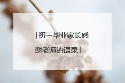 初三毕业家长感谢老师的语录