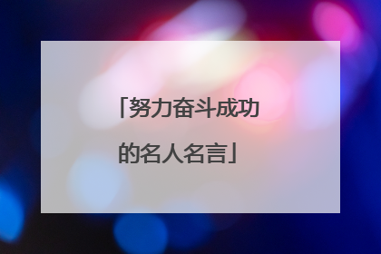努力奋斗成功的名人名言