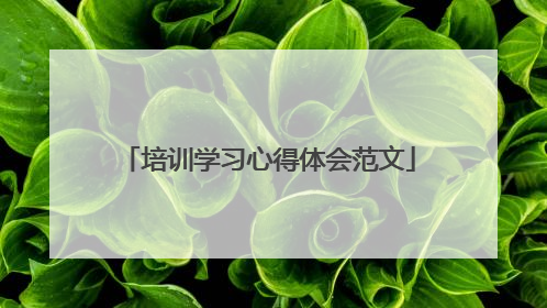 培训学习心得体会范文
