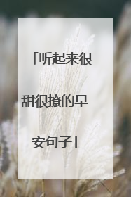 听起来很甜很撩的早安句子