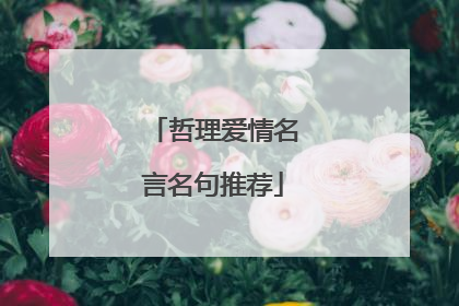哲理爱情名言名句推荐
