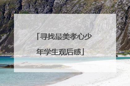寻找最美孝心少年学生观后感
