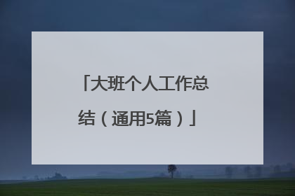 大班个人工作总结（通用5篇）