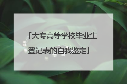 大专高等学校毕业生登记表的自我鉴定