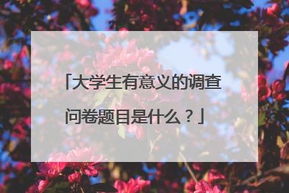 大学生有意义的调查问卷题目是什么？