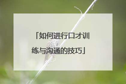 如何进行口才训练与沟通的技巧