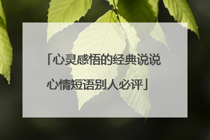 心灵感悟的经典说说心情短语别人必评