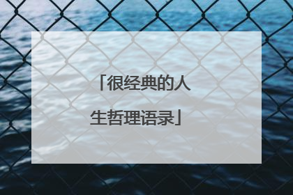 很经典的人生哲理语录