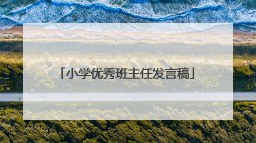 小学优秀班主任发言稿