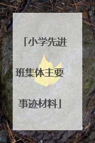 小学先进班集体主要事迹材料
