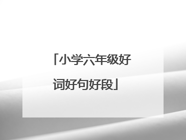 小学六年级好词好句好段