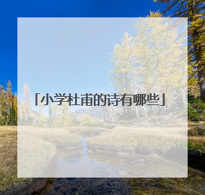 小学杜甫的诗有哪些