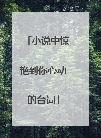 小说中惊艳到你心动的台词