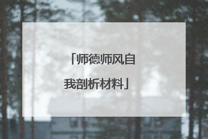 师德师风自我剖析材料