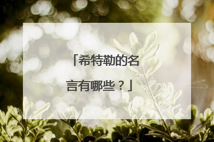希特勒的名言有哪些？