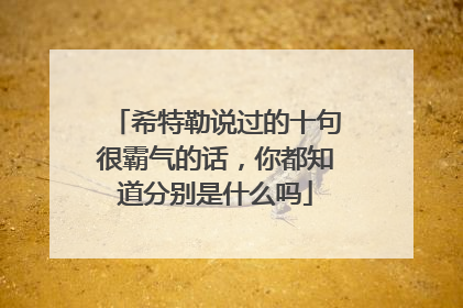 希特勒说过的十句很霸气的话，你都知道分别是什么吗