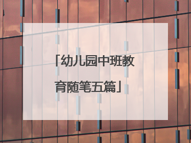 幼儿园中班教育随笔五篇