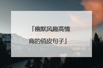 幽默风趣高情商的俏皮句子