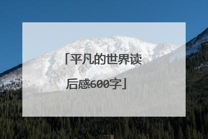 平凡的世界读后感600字