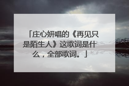 庄心妍唱的《再见只是陌生人》这歌词是什么，全部歌词。