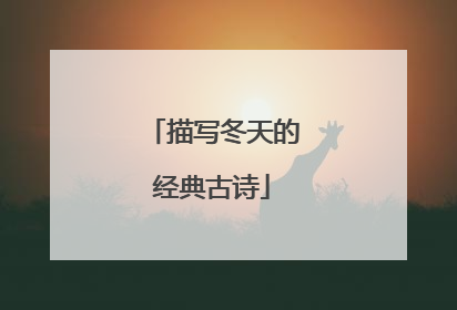 描写冬天的经典古诗