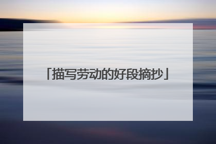 描写劳动的好段摘抄