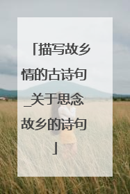 描写故乡情的古诗句_关于思念故乡的诗句