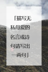 描写无私母爱的名言或诗句请写出一两句