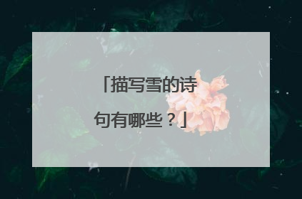 描写雪的诗句有哪些？