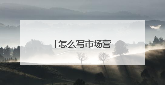 怎么写市场营销策划方案？