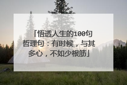 悟透人生的100句哲理句：有时候，与其多心，不如少根筋