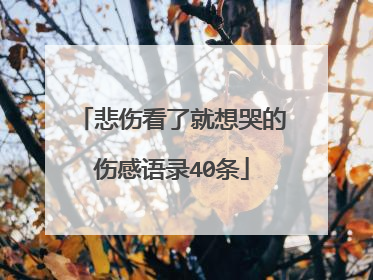 悲伤看了就想哭的伤感语录40条