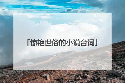 惊艳世俗的小说台词