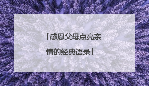 感恩父母点亮亲情的经典语录