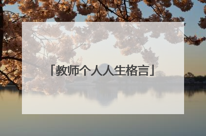 教师个人人生格言