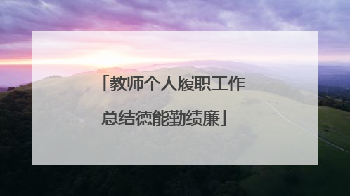 教师个人履职工作总结德能勤绩廉