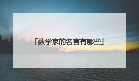 数学家的名言有哪些