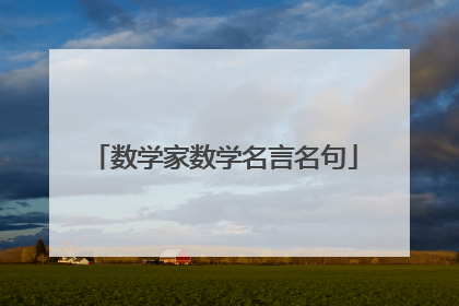 数学家数学名言名句