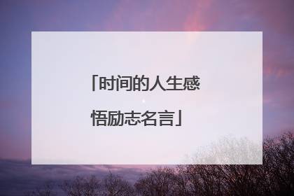 时间的人生感悟励志名言