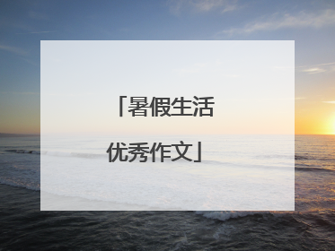 暑假生活优秀作文