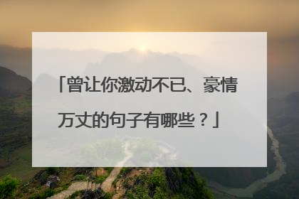 曾让你激动不已、豪情万丈的句子有哪些？