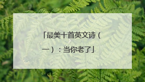 最美十首英文诗（一）：当你老了
