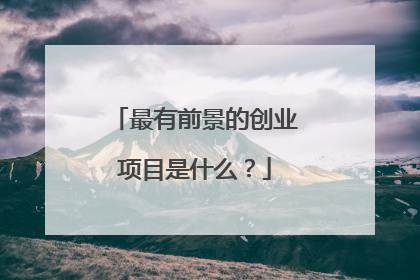 最有前景的创业项目是什么？