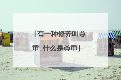 有一种修养叫尊重.什么是尊重