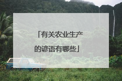 有关农业生产的谚语有哪些