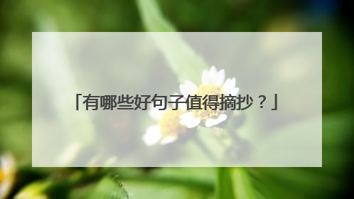 有哪些好句子值得摘抄？