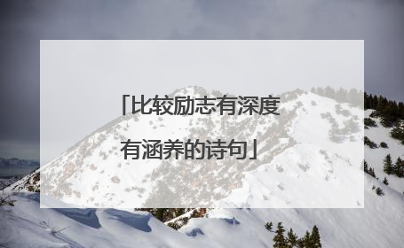 比较励志有深度有涵养的诗句