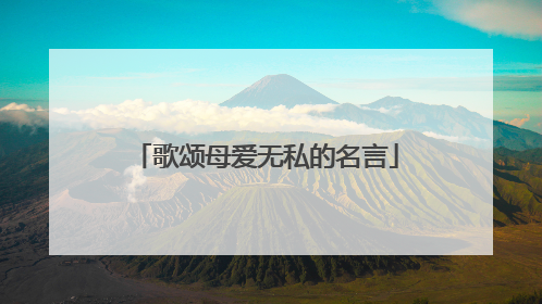 歌颂母爱无私的名言
